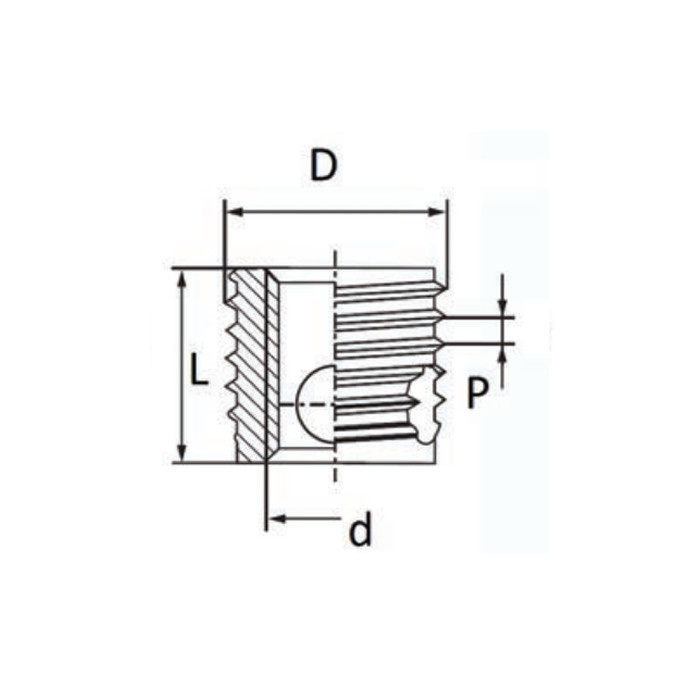 Self-tapping threaded inserts F318 type - Open holes