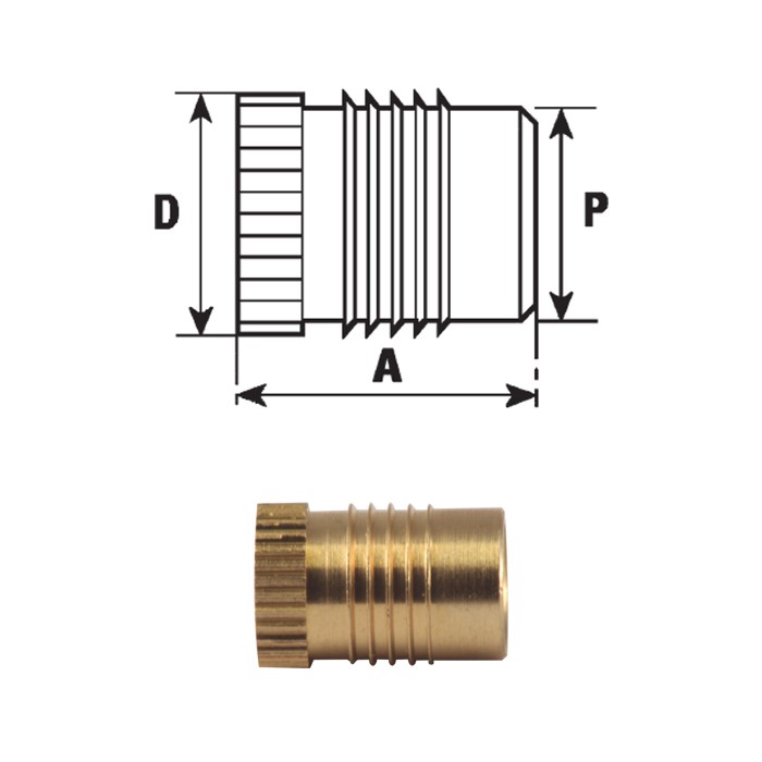 Brass threaded inserts FXFLB type press-in installation