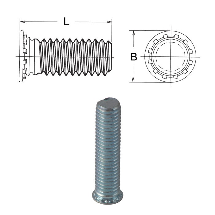 Self-clinching studs for thin sheet metal min. 0.51mm